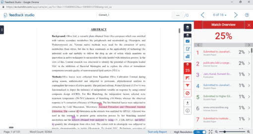 Turnitin Plagiarism Checking Service Report